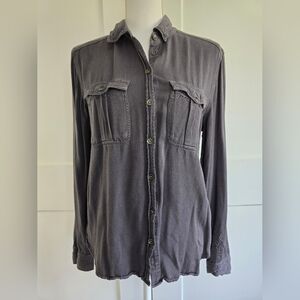 Ametican Eaglw Boyfriend Fit Gray Button-Up Shirt